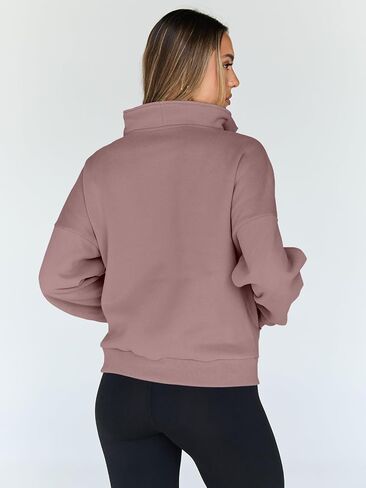 Trendy Queen Womens Half Zip Pullover Sweatshirts Quarter Zip Oversized Hoodies Sweaters Fall Outfits 2023 Y2K Winter Clothes in Kuwait