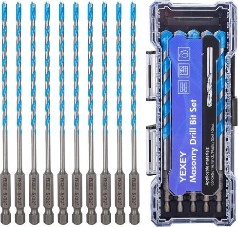 10pcs 5/32 "مجموعة بتات الحفر الخرسانية الماسونية ، طرف بتات كربيد التنغستن ، بتات حفر سداسي سدقية محددة للبلاط ، الطوب ، الرخام ، البلاستيك ، الأسمنت ، الخشب ، الزجاج ، إلخ. in Saudi Arabia