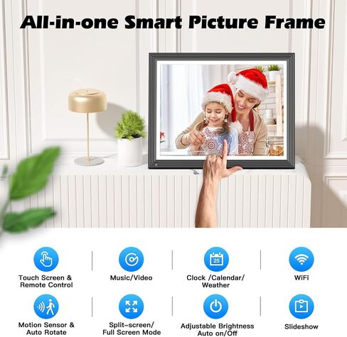 إطار الصورة الرقمي الكبير-wifi-photo 21.5 بوصة-32 جيجابايت ، 1920x1080 IPS FHD 1080p ، تلقائي تلقائيًا ، شارك في الفيديو عبر البريد الإلكتروني للتطبيق ، التخزين السحابي المجاني ، مثبت على الحائط ، هدية للأب الأب. in Saudi Arabia