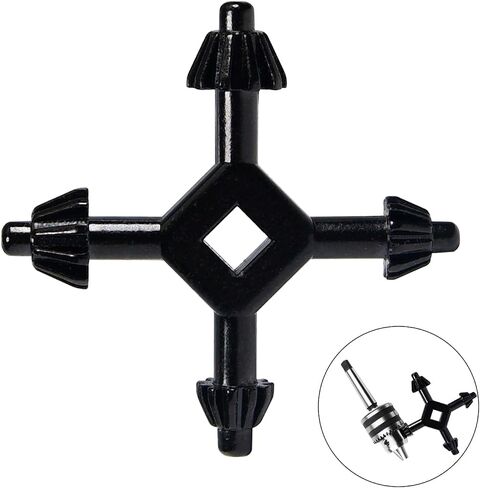 4 في 1 وجع مفتاح Chuck Chuck ، 1/4 "3/8" 1/2 "5/8" مفتاح تشاك للضغط على الحفر ، خطيفة الحفر الكهربائية ، متوافقة مع Press Press & Power Tool chucks (Black) in Saudi Arabia