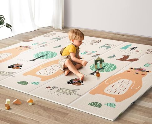 UANLAUO Foldable Baby Play Mat for Babies 6-12 Months, Foam Playmat for Floor 59 x59 Babies Kids Play Mat - Reversible Lightweight Easy Storage and Travel, Waterproof Activity Playmats for Toddlers in Saudi Arabia