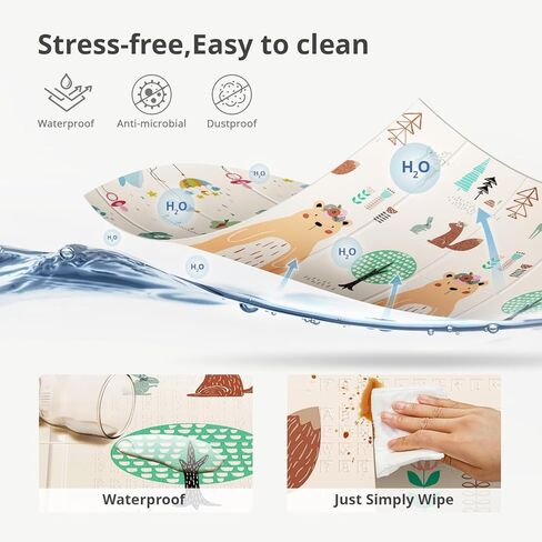 UANLAUO Foldable Baby Play Mat for Babies 6-12 Months, Foam Playmat for Floor 59 x59 Babies Kids Play Mat - Reversible Lightweight Easy Storage and Travel, Waterproof Activity Playmats for Toddlers in Saudi Arabia