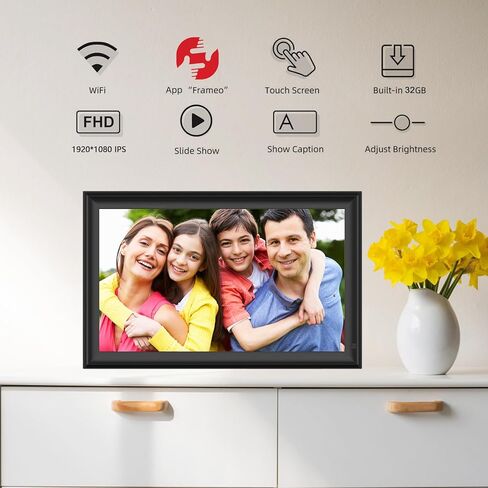 YENOCK 10.1 Inch Digital Photo Frame 32GB,Smart WiFi Frameo Digital Picture Frame 1280x800 IPS Touchscreen Easy Setup Share Photo or Video via Frameo APP, USB/SD Card Expandable Memory in Kuwait