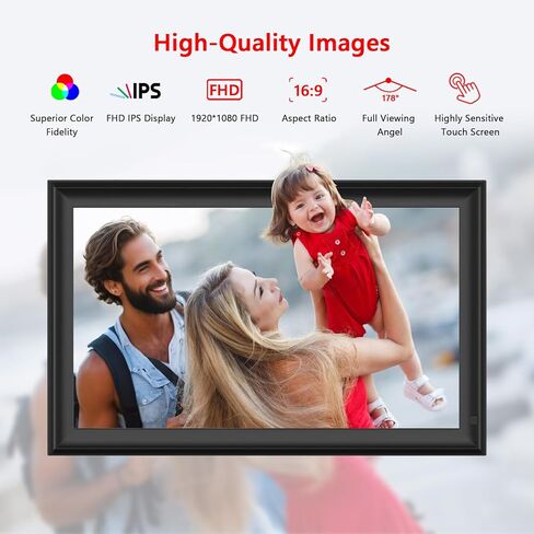 YENOCK 10.1 Inch Digital Photo Frame 32GB,Smart WiFi Frameo Digital Picture Frame 1280x800 IPS Touchscreen Easy Setup Share Photo or Video via Frameo APP, USB/SD Card Expandable Memory in Kuwait