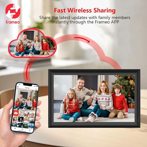 YENOCK 10.1 Inch Digital Photo Frame 32GB,Smart WiFi Frameo Digital Picture Frame 1280x800 IPS Touchscreen Easy Setup Share Photo or Video via Frameo APP, USB/SD Card Expandable Memory in Kuwait