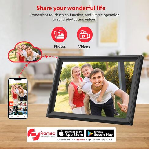 YENOCK 10.1 Inch Digital Photo Frame 32GB,Smart WiFi Frameo Digital Picture Frame 1280x800 IPS Touchscreen Easy Setup Share Photo or Video via Frameo APP, USB/SD Card Expandable Memory in Kuwait