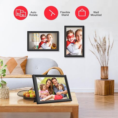 YENOCK 10.1 Inch Digital Photo Frame 32GB,Smart WiFi Frameo Digital Picture Frame 1280x800 IPS Touchscreen Easy Setup Share Photo or Video via Frameo APP, USB/SD Card Expandable Memory in Kuwait