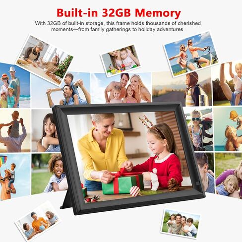 YENOCK 10.1 Inch Digital Photo Frame 32GB,Smart WiFi Frameo Digital Picture Frame 1280x800 IPS Touchscreen Easy Setup Share Photo or Video via Frameo APP, USB/SD Card Expandable Memory in Kuwait