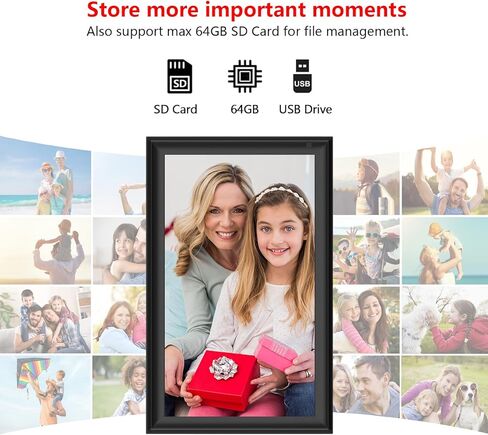 YENOCK 10.1 Inch Digital Photo Frame 32GB,Smart WiFi Frameo Digital Picture Frame 1280x800 IPS Touchscreen Easy Setup Share Photo or Video via Frameo APP, USB/SD Card Expandable Memory in Kuwait