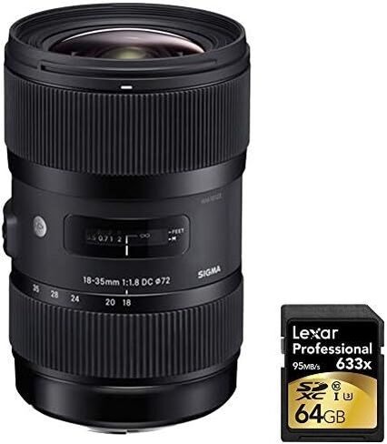Sigma AF 18-35mm f1.8 DC HSM Lens for Nikon Bundle with Sandisk 64GB Memory Card in Saudi Arabia