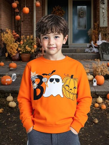 Boys Halloween Sweatshirt Toddler Kids Long Sleeve Shirt Skeleton Glow in the Dark Pullover Sweater Holiday Clothes in Saudi Arabia