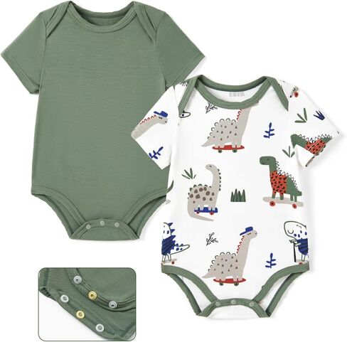 Patpat Baby Bodysuits SuperSoft Bamboo Viscose - أحذية قصيرة الأولاد والبنات - حزمة ملابس للجنسين الولادة حديثي الولادة in Kuwait