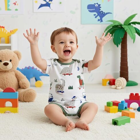 Patpat Baby Bodysuits SuperSoft Bamboo Viscose - أحذية قصيرة الأولاد والبنات - حزمة ملابس للجنسين الولادة حديثي الولادة in Kuwait
