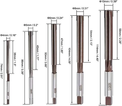 5pcs H8 Hand Reamers Set 4mm 5mm 6mm 8mm 10mm Accuracy Carbon Tool Steel 6 Flutes Straight Shank Milling Cutter Tool in Saudi Arabia