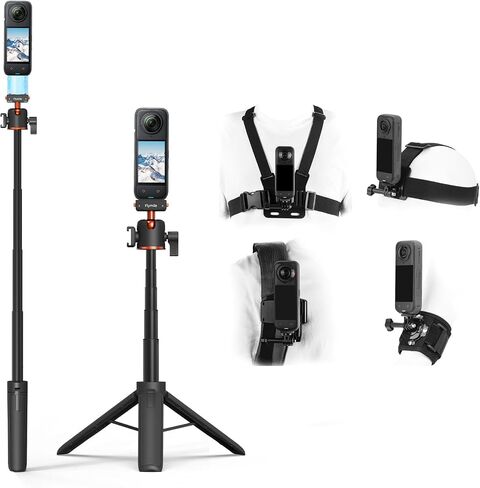 Accessories Kit for Insta360 X5 ACE Pro 2, Chest Mount Tripod Selfie Stick Holder with 360°Rotating Adapter Quick Release, Includes Head Strap Harness Backpack Clip Wrist Strap and Extension Ro in Saudi Arabia