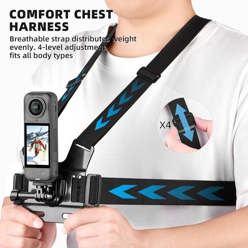 Accessories Kit for Insta360 X5 ACE Pro 2, Chest Mount Tripod Selfie Stick Holder with 360°Rotating Adapter Quick Release, Includes Head Strap Harness Backpack Clip Wrist Strap and Extension Ro in Saudi Arabia