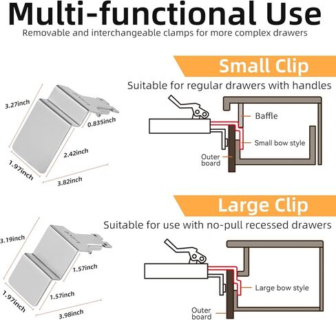 2 مشابك التثبيت الأمامية للأدراج ， مقاطع تثبيت الدرج السريعة ， أداة تثبيت الخزانة لمشبكات درج خزانة الخشب ، عرض قابل للتعديل 21 مم - 50 مم ، مع زوايا الدُفعات in Kuwait