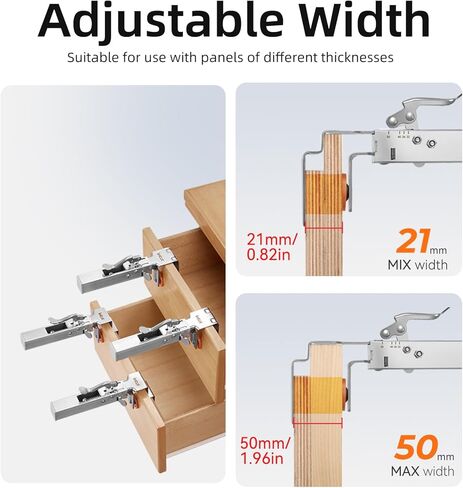 2 مشابك التثبيت الأمامية للأدراج ， مقاطع تثبيت الدرج السريعة ， أداة تثبيت الخزانة لمشبكات درج خزانة الخشب ، عرض قابل للتعديل 21 مم - 50 مم ، مع زوايا الدُفعات in Kuwait