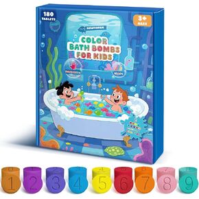 Bath Bombs for Kids - 180 Mini Color Tablets in 9 Bright Colors for Creative Bathtub Art Bath Toys - Fun & Colorful Bath Scientific Experiment for Boys & Girls in Saudi Arabia