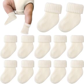 JenPen 6 Pairs Wool Preemie Socks Premature Turn Cuff Wool Socks for Preemie Boys Girls Hospital Nicu Baby Shower in Kuwait