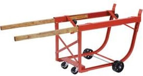 Heavy Duty Rotating Drum Cradle with Wood Handles & Steel Wheels in Saudi Arabia