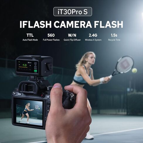 Godox iT30Pro-C iT30 Pro Flash for Canon, iT30Pro C Touchscreen Speedlite, Built-in Battery, 560 Full Power Flashes, 2.4G Wireless 1/8000 HSS, GODOX iT30ProC iT30 Pro C TTL Flash Speedlight (Silver) in Kuwait