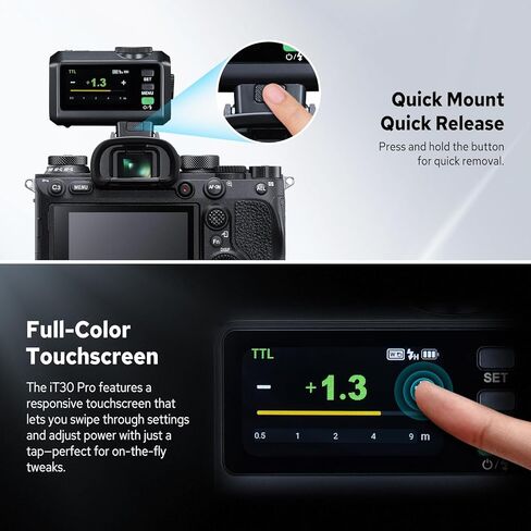 Godox iT30Pro-C iT30 Pro Flash for Canon, iT30Pro C Touchscreen Speedlite, Built-in Battery, 560 Full Power Flashes, 2.4G Wireless 1/8000 HSS, GODOX iT30ProC iT30 Pro C TTL Flash Speedlight (Silver) in Kuwait