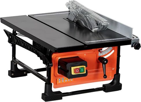 Table Saw for Jobsite, 8-Inch 6.7-Amp Copper Motor, Cutting Speed Up to 3576RPM, 24T Blade,Compact Portable Table Saw Kit With Sliding Miter Gauge, for Diy Woodworking, Orange in Saudi Arabia