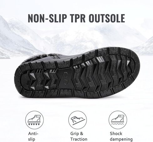 Winter Snow Boots for Women: Mid-Calf Booties with Fur Lined Zipper Comfortable Waterproof Warm Outdoor Shoes in Saudi Arabia