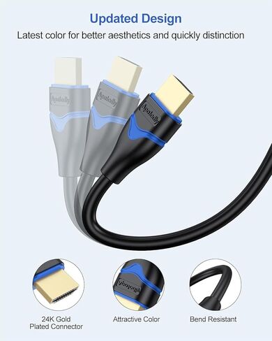 4K HDMI Cable 4FT, High Speed HDMI 2.0 Cable 4 Foot Ultra HD HDMI to HDMI Cord 4K@60Hz, 2K@144Hz, 1080P@240Hz, HDR, 3D, HDCP2.2, ARC for Monitor, Roku TV, PS4/PS5, Laptop, HDTV, Xbox, Switch in Saudi Arabia