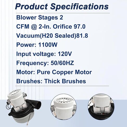 116392-00/116392-01 استبدال منفاخ المحرك المركزي للتفريغ للمنفذ الأميتيك ， 120V 2 مرحلتين 5.7 بوصة محرك مضخة كهربائية مضخة للركوب الفراغ ، ومحركات المتجر الشاغرة لأنظمة الفراغ المركزية in Kuwait