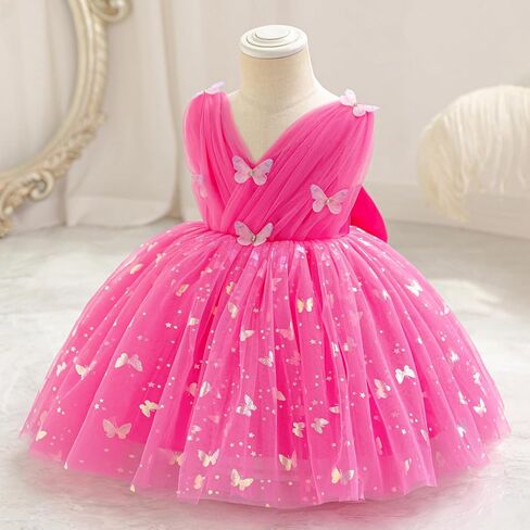 Baby Girls Tulle Dress Shiny Butterfly Birthday Princess Wedding Pageant Dress Tutu Party Dresses for 12M-5Y in Saudi Arabia