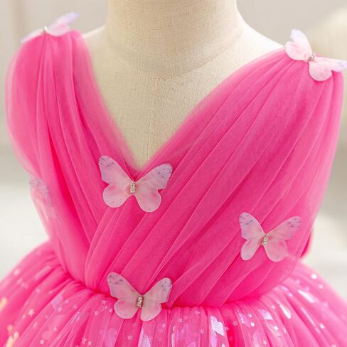 Baby Girls Tulle Dress Shiny Butterfly Birthday Princess Wedding Pageant Dress Tutu Party Dresses for 12M-5Y in Saudi Arabia