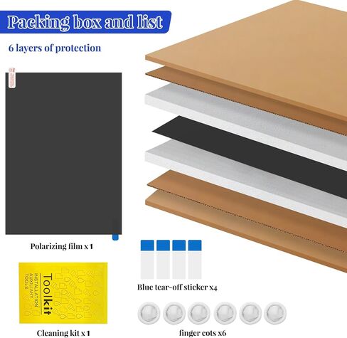 LCD Polarizing Film, Adhesive Polarized Film with Finger Cots and Cleaning Kit, 2 Pcs, Size 7.8 X 11.8 in, Thickness 0.17 mm, Applies to LCD Screen Repair Photography Filter in Kuwait