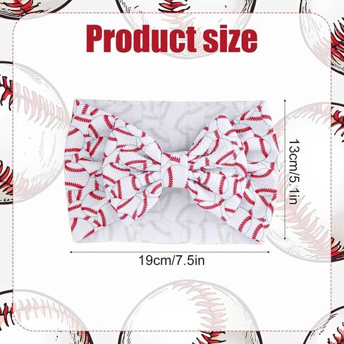 Baseball Bow Beadband Baby ، عصابات نايلون ناعمة عالية في لعبة Red & White Game Sport Accessories for Girls and Infants in Saudi Arabia