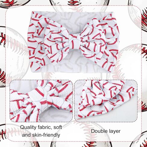 Baseball Bow Beadband Baby ، عصابات نايلون ناعمة عالية في لعبة Red & White Game Sport Accessories for Girls and Infants in Saudi Arabia