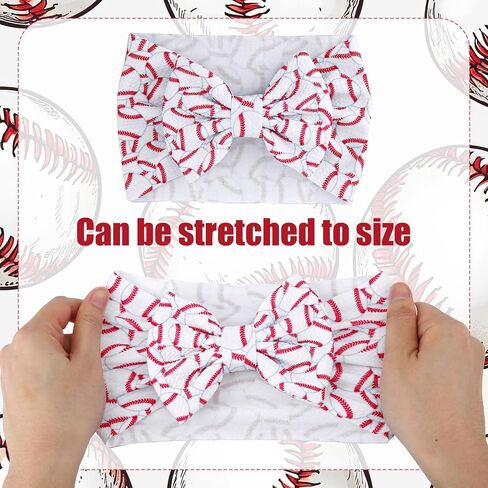 Baseball Bow Beadband Baby ، عصابات نايلون ناعمة عالية في لعبة Red & White Game Sport Accessories for Girls and Infants in Saudi Arabia