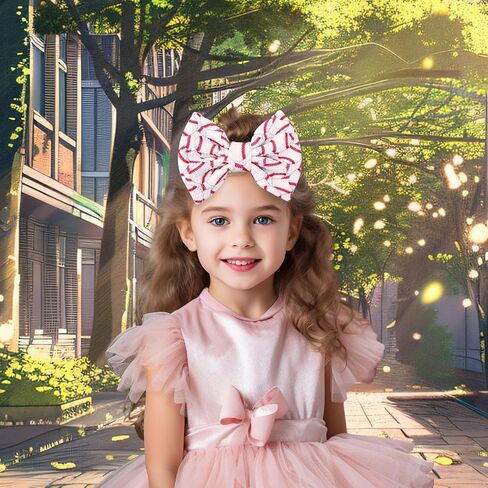 Baseball Bow Beadband Baby ، عصابات نايلون ناعمة عالية في لعبة Red & White Game Sport Accessories for Girls and Infants in Saudi Arabia