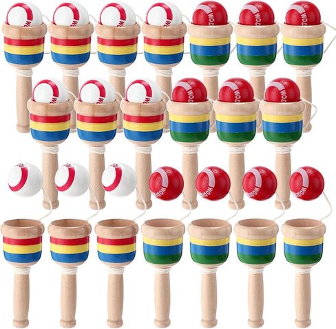 20 Pcs Wooden Catch Ball Game Mini Wood Ball Catching with String Cup Vintage Catch Toys for Kids Novelty Party Game for Fun Lawn Camping Beach Hand Eye Coordination Educational in Saudi Arabia