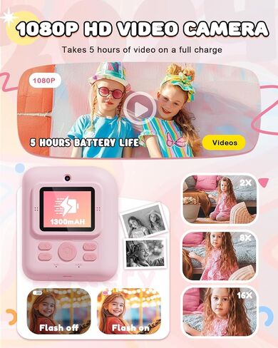 كاميرا Joyjam Kids ، طباعة فورية ، ترقية كاميرا رقمية مزدوجة العدسة للأطفال ، HD 1080p ، هدايا عيد ميلاد عيد الميلاد للبنات التي تبلغ من العمر 3-12 عامًا ، لعبة صغار محمولة مع بطاقة طباعة SD 3 Rolls in Kuwait