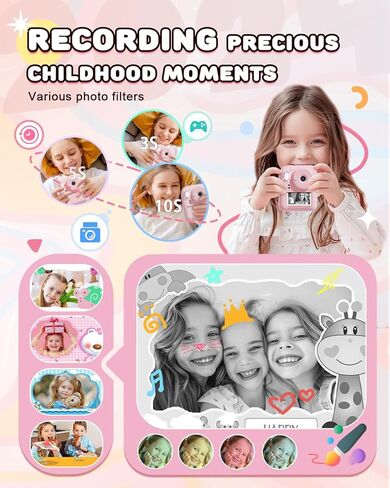 كاميرا Joyjam Kids ، طباعة فورية ، ترقية كاميرا رقمية مزدوجة العدسة للأطفال ، HD 1080p ، هدايا عيد ميلاد عيد الميلاد للبنات التي تبلغ من العمر 3-12 عامًا ، لعبة صغار محمولة مع بطاقة طباعة SD 3 Rolls in Kuwait