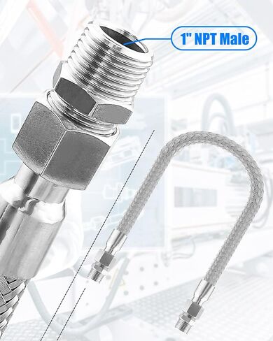 ضغط ضاغط الهواء خرطوم 40 "طول × 1" من ذكور معظم ضواغط الهواء ، -50 ° F -750 ° F 450psi ، خراطي مرن من الفولاذ المقاوم للصدأ الصناعي مرنة مع مفصل دوار مجاني in Saudi Arabia