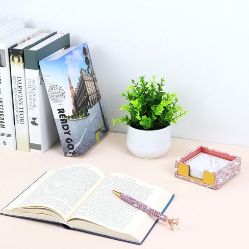Multibey Walnut Wood Memo Holder Set with Metal Stencil, 2 Pads Sticky Notes 3"x3", Wooden Sticky Note Pad Holder Set Desk Supplies Organizer for Office Home Schools in Saudi Arabia