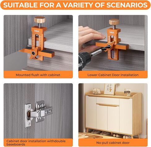 موقع تحديد موقع تثبيت باب الخزانة IMBOT لإعداد سريع ودقيق ， سهولة تعديل سبيكة الألومنيوم متعددة الاستخدامات أداة تحديد مواقع باب الخزانة لتثبيت أبواب الخزانة بدون إطار أو إطار الوجه in Kuwait