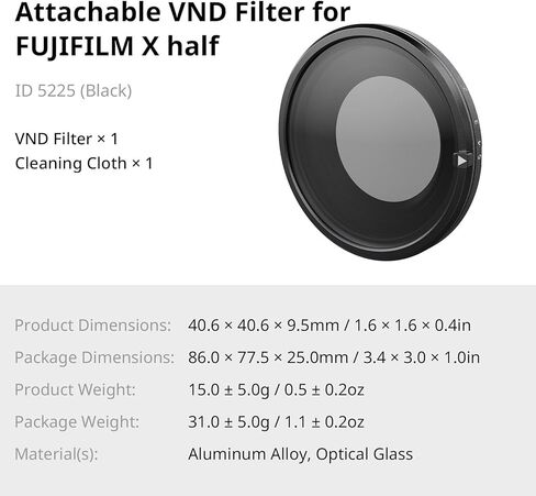 Smallrig Magnetic VND Filter ND2-ND32 لـ FUJIFILM X HANT ، التعديل الدقيق بدون خطوة 1-5 ، الزجاج البصري ، مقاوم للماء ومضاد للخلع ، لا يوجد صليب ، منع وهج (أسود) 5225 in Kuwait