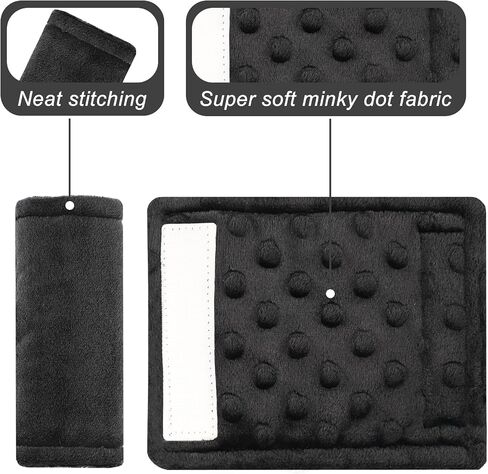 Car Seat Straps Pads for Baby Boys 3 Pieces,Super Soft Car Seat Strap Covers Kids,Man Fai Sky Infant Carseat Shoulder Pading, Hip Support for All Car Seats, Pushchair, Stroller(Black) in Kuwait