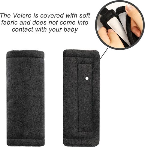Car Seat Straps Pads for Baby Boys 3 Pieces,Super Soft Car Seat Strap Covers Kids,Man Fai Sky Infant Carseat Shoulder Pading, Hip Support for All Car Seats, Pushchair, Stroller(Black) in Kuwait