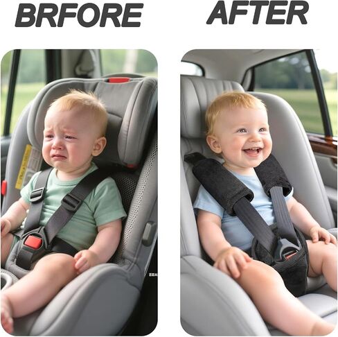Car Seat Straps Pads for Baby Boys 3 Pieces,Super Soft Car Seat Strap Covers Kids,Man Fai Sky Infant Carseat Shoulder Pading, Hip Support for All Car Seats, Pushchair, Stroller(Black) in Kuwait