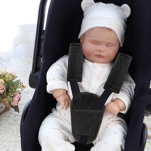 Car Seat Straps Pads for Baby Boys 3 Pieces,Super Soft Car Seat Strap Covers Kids,Man Fai Sky Infant Carseat Shoulder Pading, Hip Support for All Car Seats, Pushchair, Stroller(Black) in Kuwait