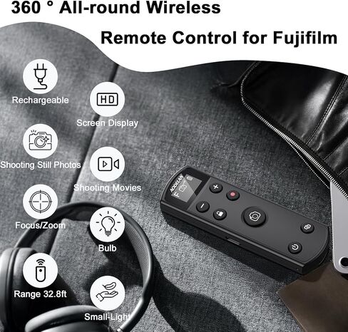 بالنسبة إلى Fujifilm ، قم بإعادة شحن الكاميرا عن بُعد التحكم في إطلاق مصراع Wireless Fearable مع Fuji X-T30 II ، X-S10 ، X100VI ، X-H2S ، X-H2 ، X-T5 ، X-T4 ، X-T3 ، X-S20 ، X-T-T-3 ، X-M5 ، X-E5 ، X HAND (الأسود) in Kuwait